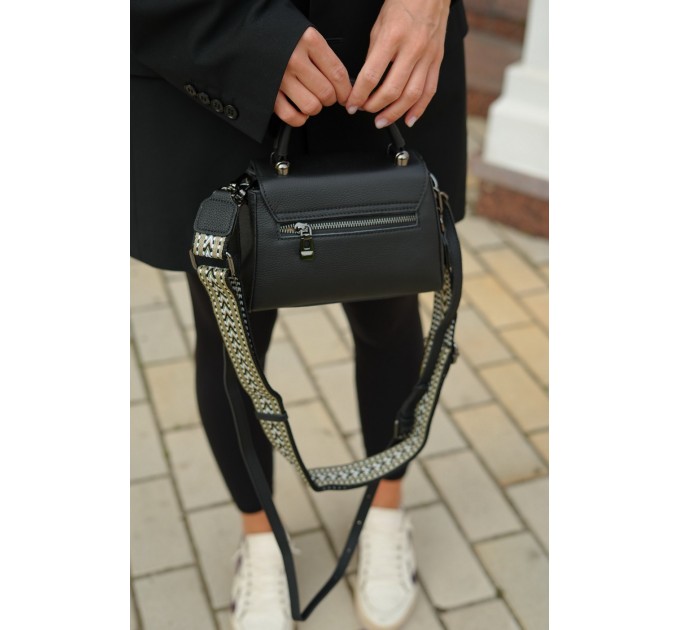 Жіноча сумка крос-боді з натуральної шкіри чорна BAGS4LIFE 9331 з верхньою ручкою