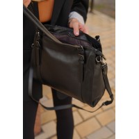 Жіноча сумка-тоут з натуральної шкіри чорна BAGS4LIFE 2069 з двома ручками