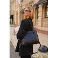 Жіноча сумка-тоут з натуральної шкіри чорна BAGS4LIFE 2069 з двома ручками