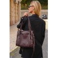 Жіноча сумка-тоут з натуральної шкіри бордово-фіолетова BAGS4LIFE 2069 з двома ручками