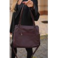 Жіноча сумка-тоут з натуральної шкіри бордово-фіолетова BAGS4LIFE 2069 з двома ручками