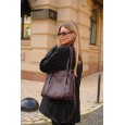 Жіноча сумка-тоут з натуральної шкіри бордово-фіолетова BAGS4LIFE 2069 з двома ручками
