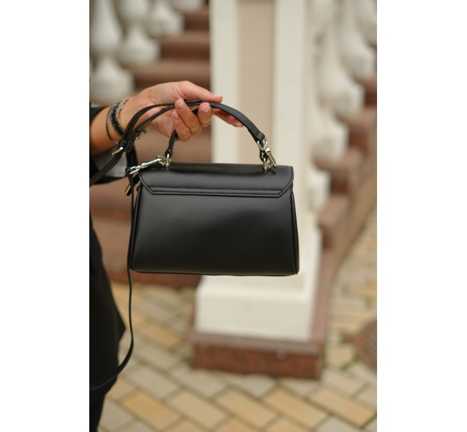 Жіноча сумка крос-боді з натуральної шкіри чорна BAGS4LIFE 9919 з верхньою ручкою