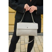 Жіноча сумка-багет з натуральної шкіри світло-сіра BAGS4LIFE 8230 з короткою ручкою