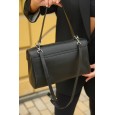 Жіноча сумка-багет з натуральної шкіри чорна BAGS4LIFE 8230 з короткою ручкою
