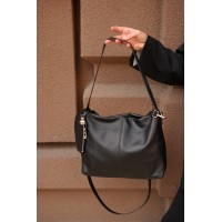 Жіноча сумка-хобо з натуральної шкіри чорна BAGS4LIFE 8580