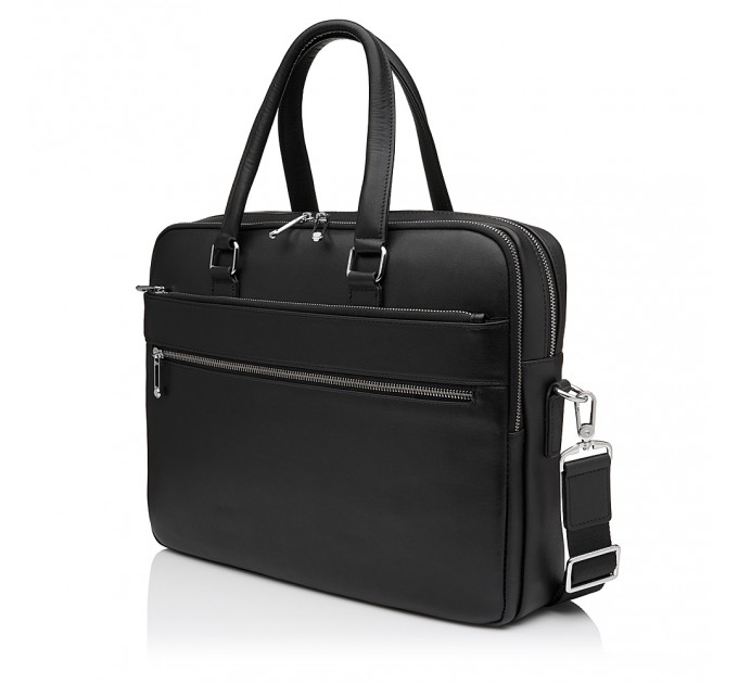 Чоловіча сумка-портфель з натуральної шкіри чорна BAGS4LIFE MAN NEW 9938-1A з кишенями