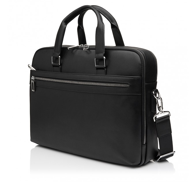 Чоловіча сумка-портфель з натуральної шкіри чорна BAGS4LIFE MAN 252-1B з кишенями
