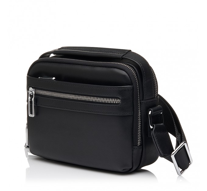 Чоловіча сумка з натуральної шкіри чорна BAGS4LIFE MAN NEW 252-6B з короткою ручкою
