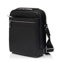 Чоловіча сумка-месенджер з натуральної шкіри чорна BAGS4LIFE MAN NEW 252-5B з короткою ручкою